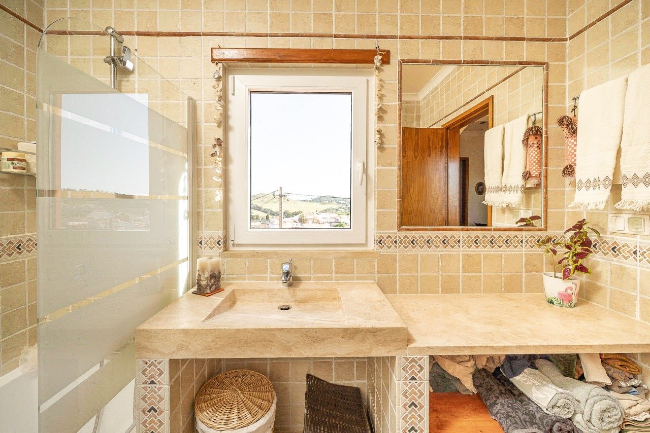Bathroom with freestanding tub
